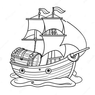 Vapor Pirat De Desene Animate Cu Lada De Comori Pagina De Colorat 37173-8127