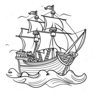 Vapor Pirat Vintage In Mari Furtunoase Pagina De Colorat 37174-8132