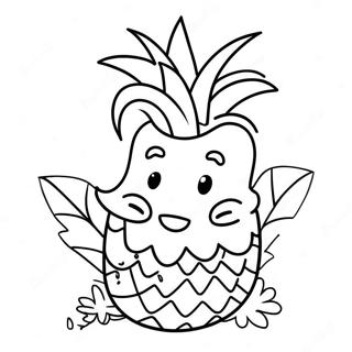 Pagina De Colorat Cu Ananas Dragut In Stil Desen Animat 39911-8715