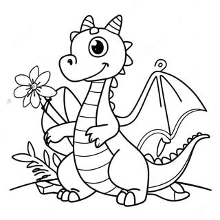 Dragon Prietenos Cu Flori Pagina De Colorat 4013 752