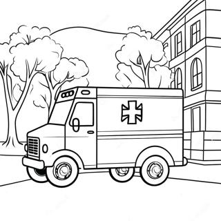 Ambulanta Prietenoasa Conducand Prin Oras Pagina De Colorat 41728 9126