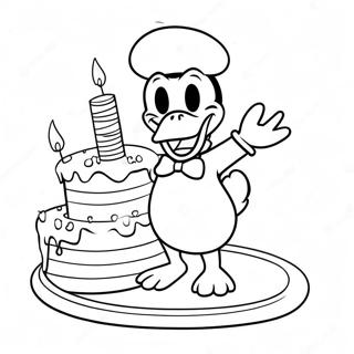 Pagini De Colorat Cu Donald Duck Si Un Tort De Ziua Lui 43207-9448