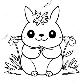 Pagini De Colorat Cu Totoro Tinand Flori 43815 9589