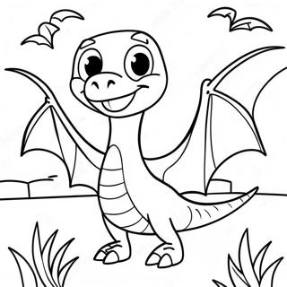 Pagina De Colorat Cu Pterodactilul Prietenos Cu Un Zambet Mare 44090 9639