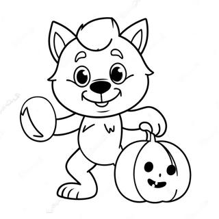 Varcolac Dragut De Desene Animate Tinand O Dovleac Pagina De Colorat 44974-9840