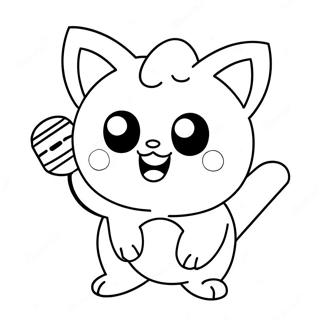 Jigglypuff Cu Un Microfon - Pagina De Colorat Desene De Colorat