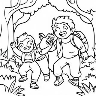 Pagina De Colorat Baietii Pierduti Distrandu Se In Padure 47105-10309