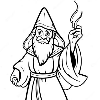 Desen De Colorat Cu Vrajitorul Puternic Aruncand Magii 48356 10577