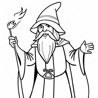 Desen De Colorat Cu Vrajitorul Puternic Aruncand Magii 48356 10578