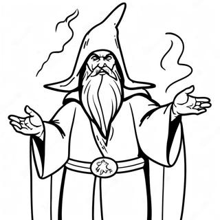 Desen De Colorat Cu Vrajitorul Puternic Aruncand Magii 48356 10580