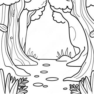 Desen De Colorat Cu Peisajul Padurii Fermecate 48358 10588