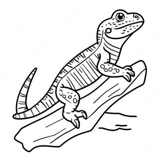 Pagini De Colorat Cu Un Dragon Barba Maret Pe Un Bustean 48618-10647