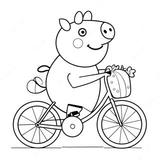 Pagina De Colorat Cu Peppa Pig Mergand Pe Bicicleta 4924 1030
