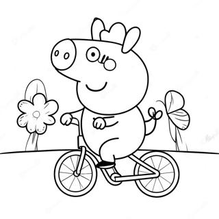 Pagina De Colorat Cu Peppa Pig Mergand Pe Bicicleta 4924 1031