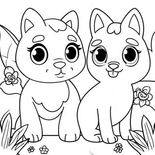 Pagini De Colorat Cu Animalele De Palat Colorate Intr O Gradina 49353-10795