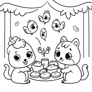 Pagini De Colorat Cu Animalele De Palat Jucause La O Petrecere Cu Ceai 49354-10797