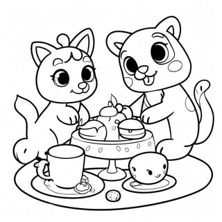 Pagini De Colorat Cu Animalele De Palat Jucause La O Petrecere Cu Ceai 49354-10798