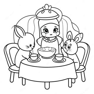 Pagini De Colorat Cu Animalele De Palat Jucause La O Petrecere Cu Ceai 49354-10799