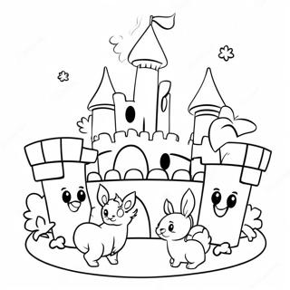 Pisici Palat Dragute In Pagina De Colorat Cu Castel 49356-10806