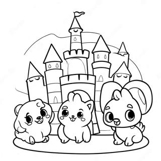 Pisici Palat Dragute In Pagina De Colorat Cu Castel 49356-10807