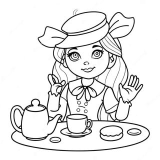 Madeline Hatter Cu Petrecerea De Ceai Pagina De Colorat 53926-11805