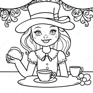 Madeline Hatter Cu Petrecerea De Ceai Pagina De Colorat 53926-11807