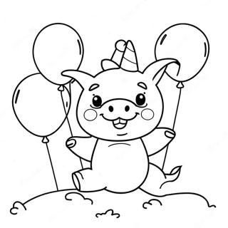 Pagina De Colorat Cu Purcelus Fericit Cu Baloane 55345 12115