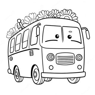 Pagina De Colorat Cu Tayo Autobuzul Mic Cu Flori 56098-12288