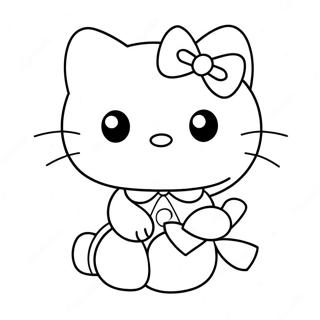 Pagina De Colorat Cu Hello Kitty Draguta Cu Fundita 561-2680