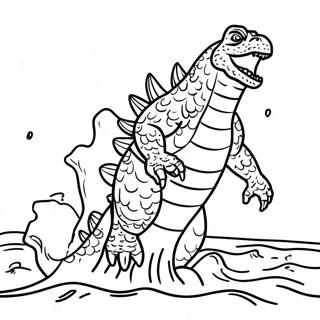 Pagina De Colorat Godzilla Inotand In Ocean 5995 2094