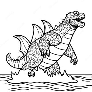 Pagina De Colorat Godzilla Inotand In Ocean 5995 2095