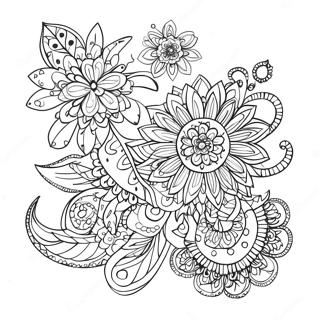 Pagini De Colorat Cu Floare Zentangle Fantezista 61957-13649