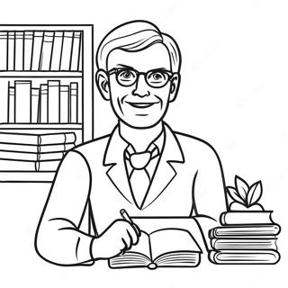 Profesor Inspirational Cu Carti Pagina De Colorat 62057 13674