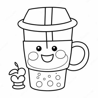 Pagini De Colorat Cu O Cana De Cafea Draguta Cu Fata Zambitoare 62411-13768
