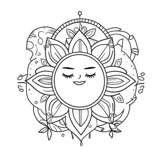 Pagini De Colorat Cu Soare Si Luna Boho 62701-13863