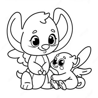 Pagini De Colorat Cu Stitch Și Angel Drăguți Desene De Colorat