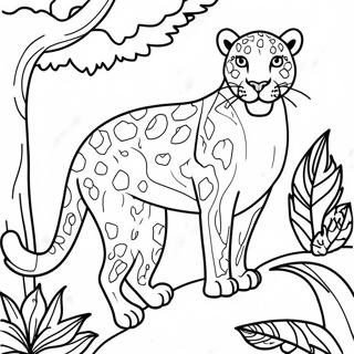 Pagina De Colorat Cu Leopard In Jungla 71670 15694