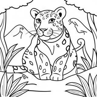 Pagina De Colorat Cu Leopard In Jungla 71670 15696