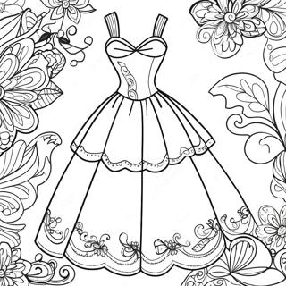 Pagina De Colorat Cu Rochie Eleganta De Petrecere 72240-16041