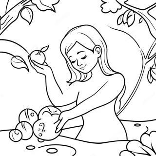 Pagina De Colorat Cu Eva Culegand Fructe Interzise 72289 16077