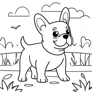 Pagina De Colorat Cu Bulldog Francez Jucaus In Parc 72338-16115