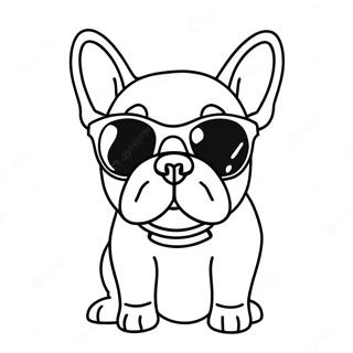 Pagina De Colorat Cu Bulldog Francez Amuzant Cu Ochelari De Soare 72339-16117