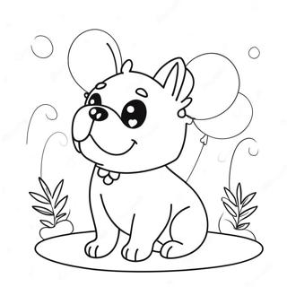 Pagina De Colorat Cu Bulldog Francez Adorabil Cu Baloane 72340-16121