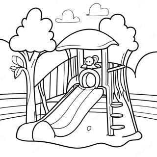 Pagina De Colorat Cu Distractie La Locul De Joaca Cu Prietenii 72364 16138