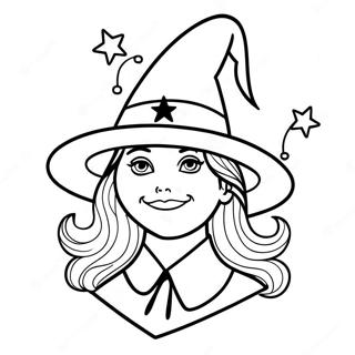 Vrajitoare Cu Palarie Ascutita Si Stele Pagina De Colorat 72649 16362