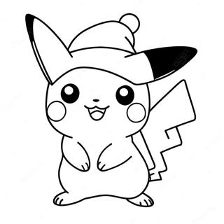 Pikachu Purtand O Palarie De Mos Craciun Pagina De Colorat 72672-16369