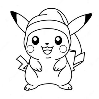 Pikachu Purtand O Palarie De Mos Craciun Pagina De Colorat 72672-16370