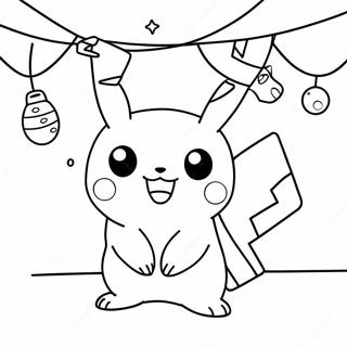 Pikachu Cu Lumini De Crăciun - Pagina De Colorat Desene De Colorat