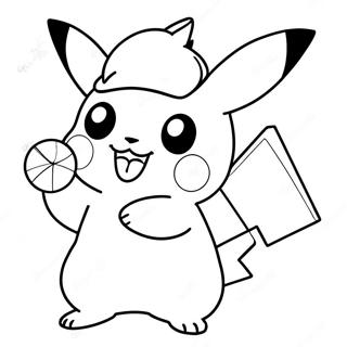 Pikachu Tinand Un Baston De Bomboane Pagina De Colorat 72674 16377