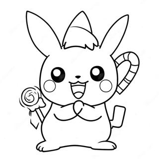 Pikachu Tinand Un Baston De Bomboane Pagina De Colorat 72674 16378